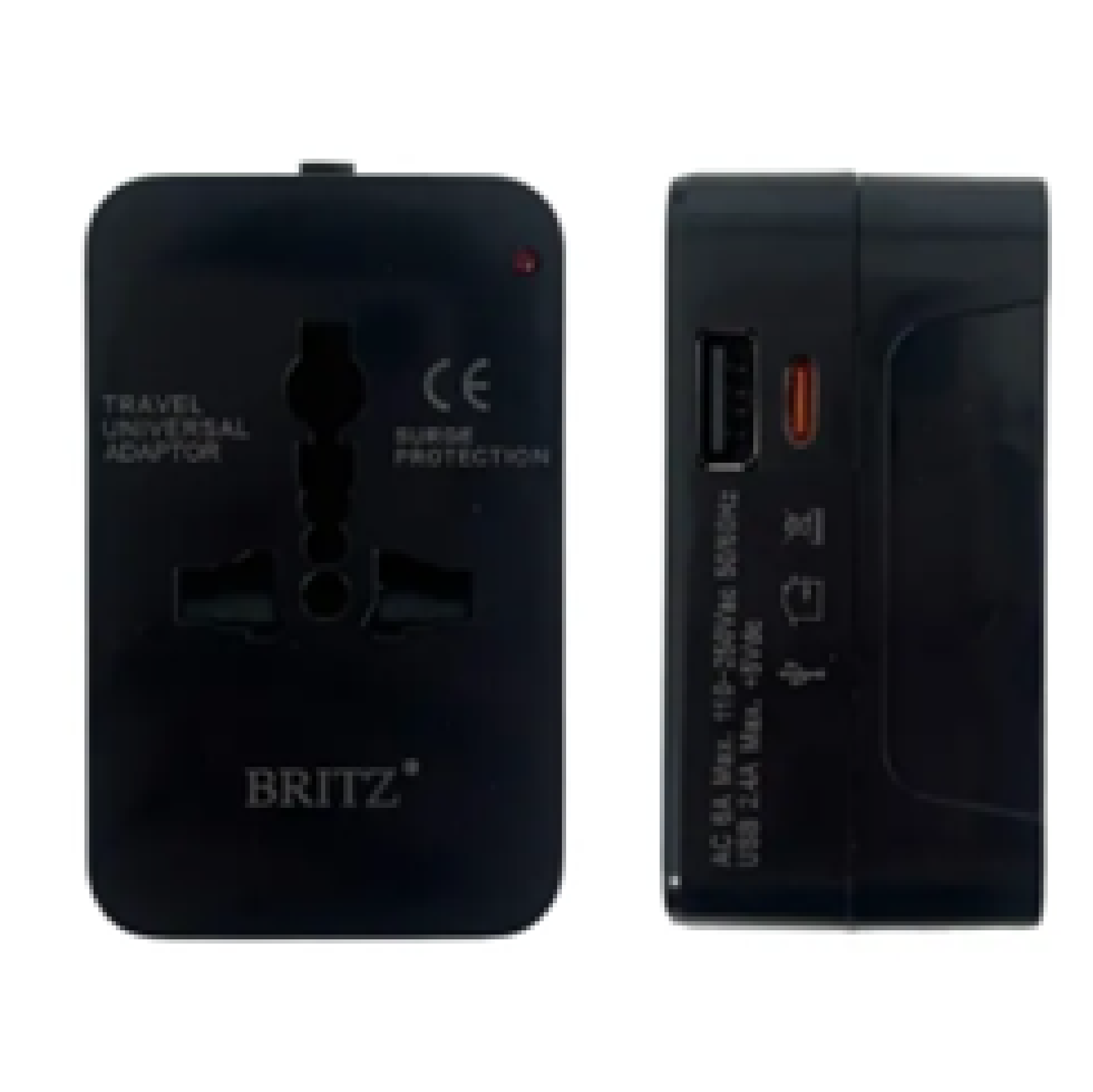 Britz ALL-IN-ONE INTERNATIONAL Travel Adaptor With 2 USB PORTS 2.1A BLACK